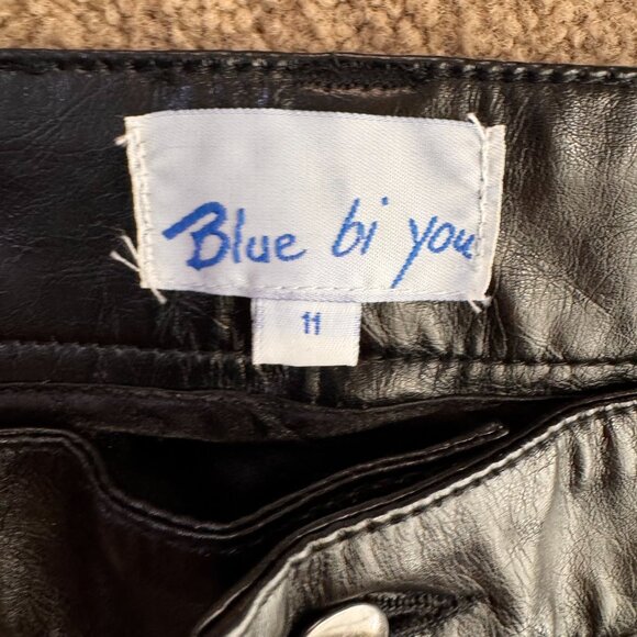 Vtg‎ Blue bi You Faux Leather Studded Pants Womens 11 90s Y2K Moto Rave Goth - Picture 4 of 8